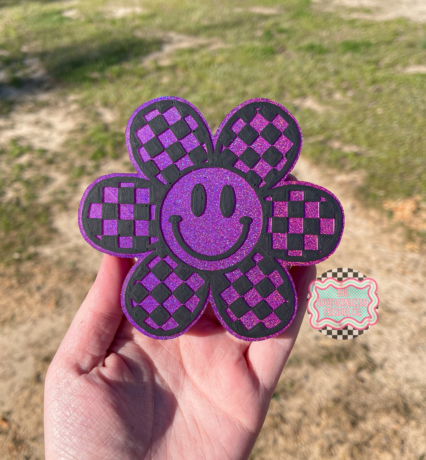 Checkered Happy Face Flower