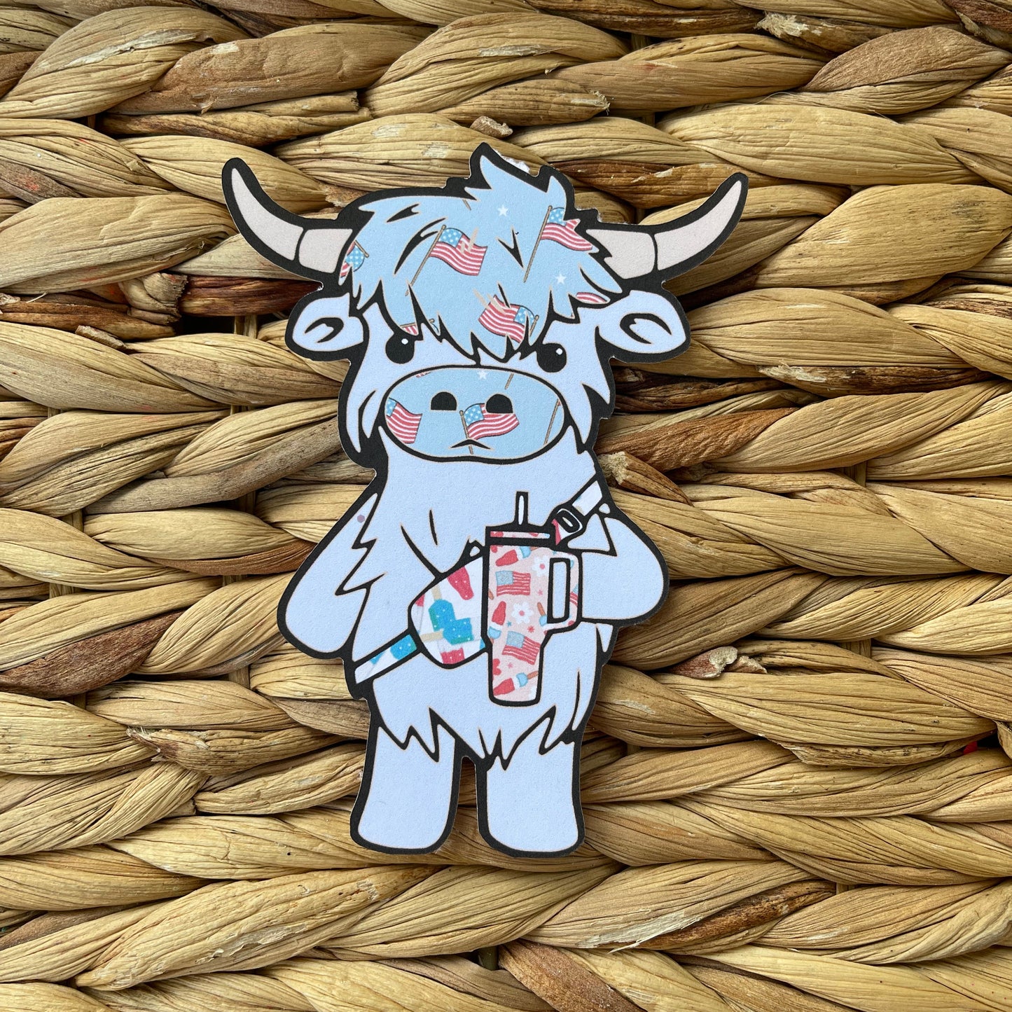 Blue Cow w Flags