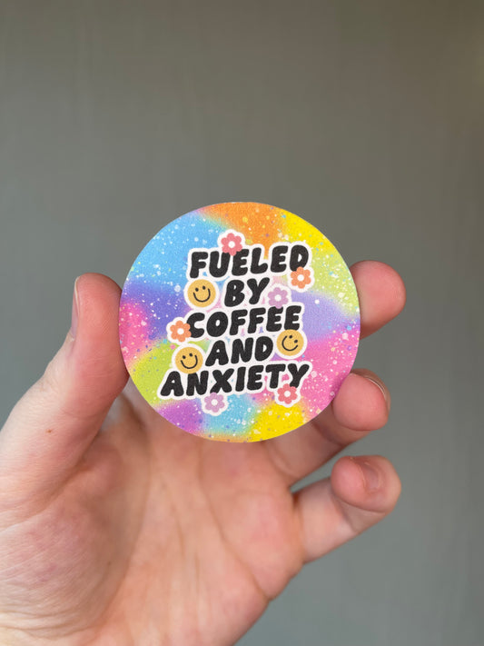 Fueled by coffee (colorful background)