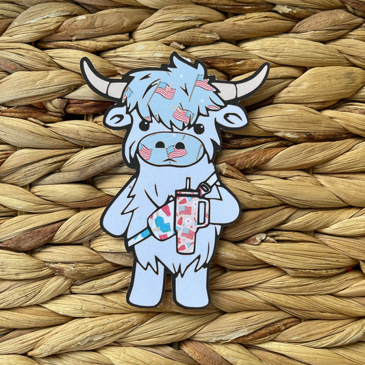 Blue Cow w Flags
